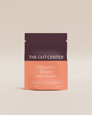Digestive Power herbal supplement pouch, front label: digestion and nutrient absorption.