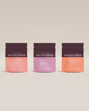 Renew Supplements pouches: Purifying Detox, Complete Release and Digestive Power side by side.