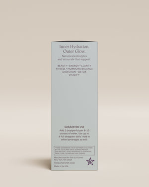 Back of the Lightening Hydration Drops box: Inner Hydration, Outer Glow, with suggested use.