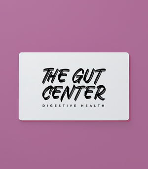 White Gut Center gift card on a mauve background.