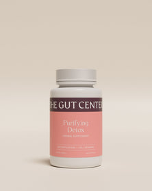 Purifying Detox herbal supplement bottle, front label: detoxification and cell renewal.
