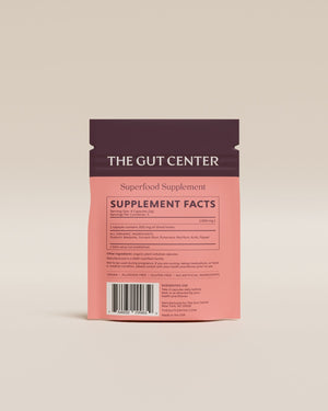 Back of the Purifying Detox pouch with the Supplement Facts panel and barcode.